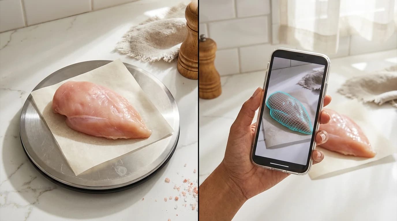 Comparison between physical digital scale and mobile AR scale estimation