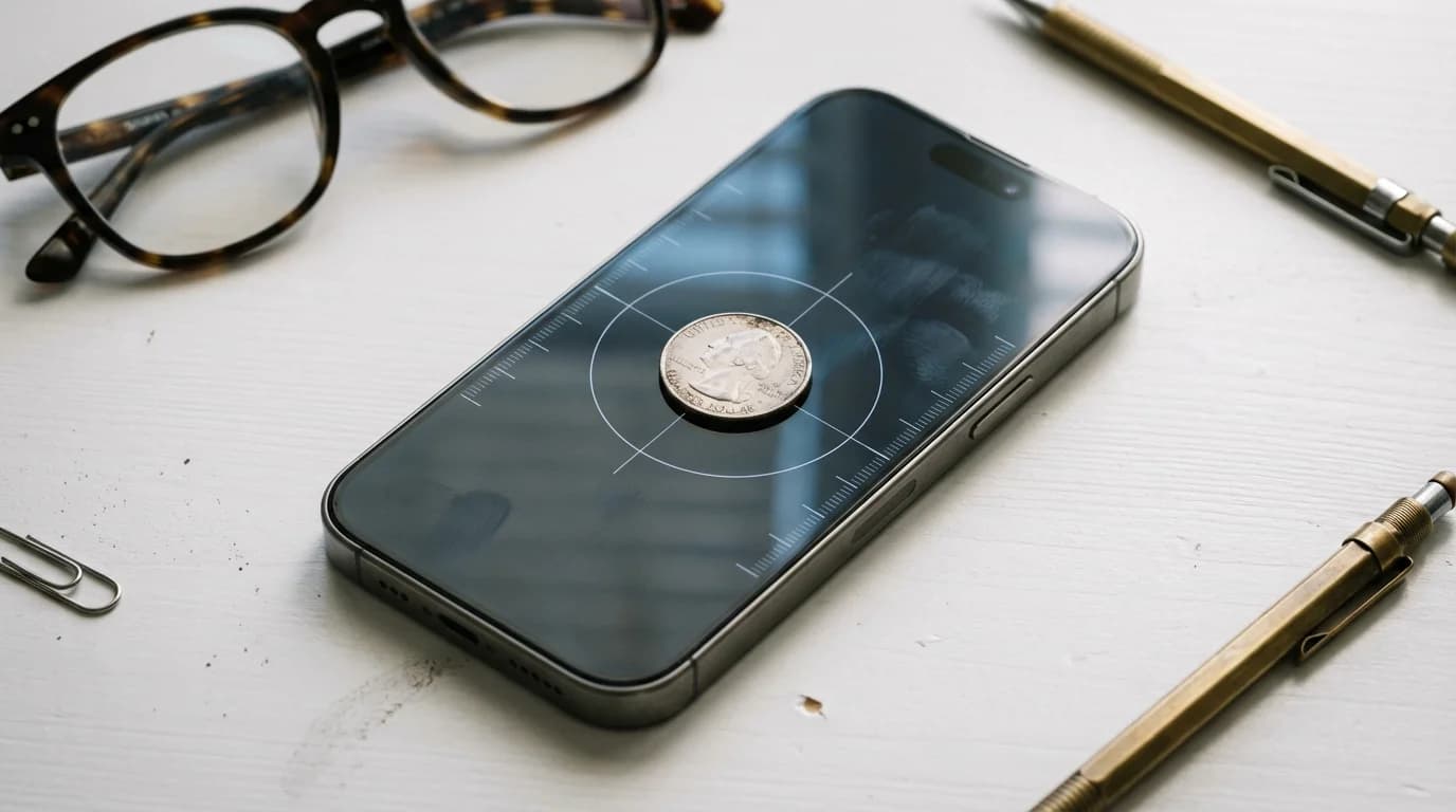 Using a coin to calibrate a phone screen scale app