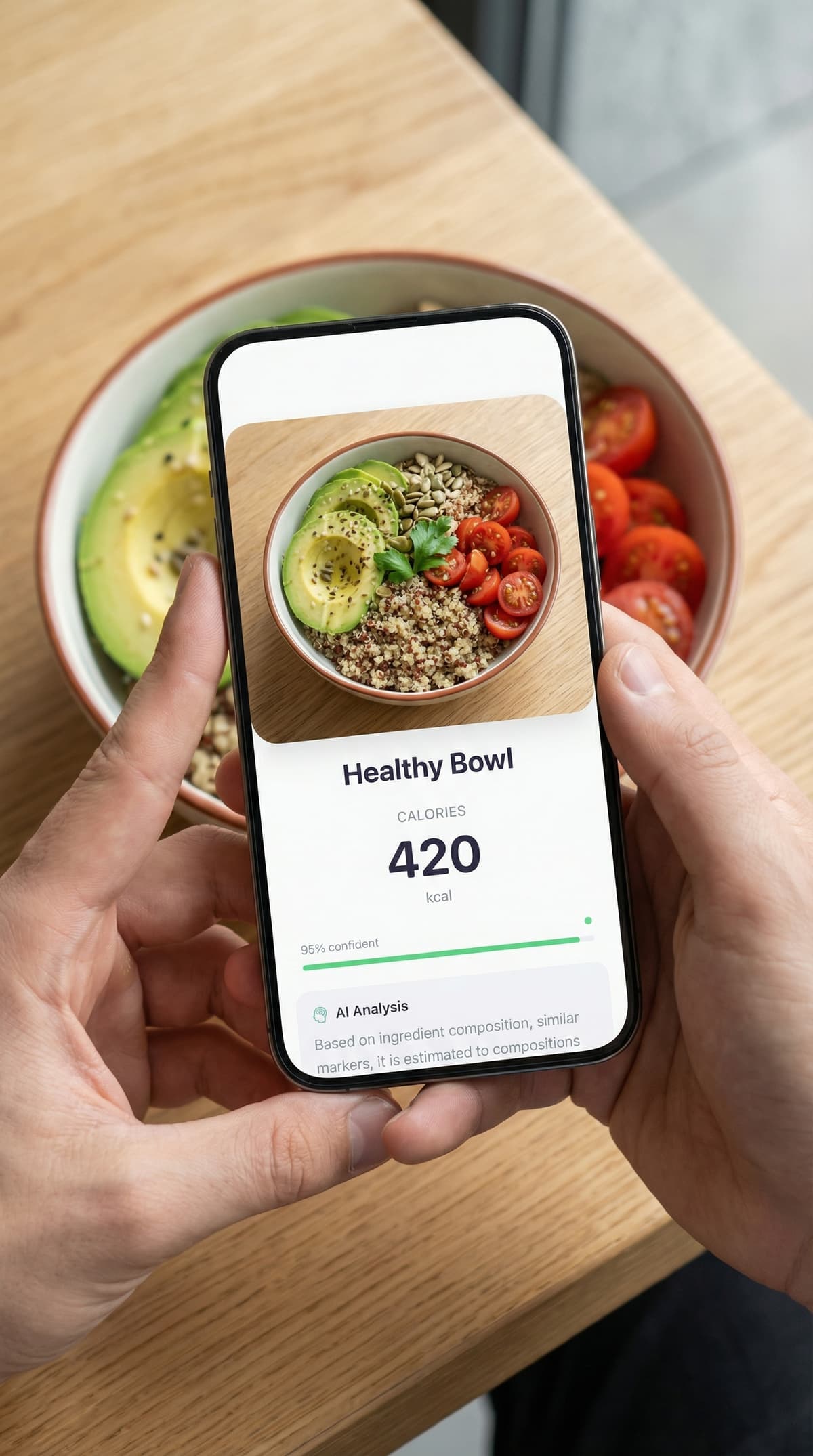 Scale for Grams app β AI calorie estimation for a healthy bowl